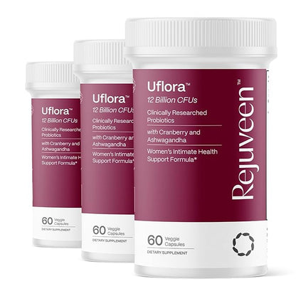Uflora Vaginal Probiotics | Supports Vaginal Health, Moisture & Yeast | Enhances Intimate Wellness | Clinically Proven Dosages | Probiotics, Cranberry, Ashwagandha | 60 Ct (3 Pack)