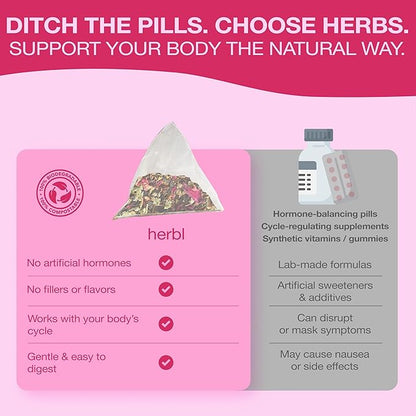 Organic Hormone Balance Tea for Women – Raspberry Leaf Tea with Fenugreek, Tulsi & Black Cohosh – Herbal Hormone Balance tea for PMS (Cramps, Mood, Bloating), Menstrual Cycle & Perimenopause Support