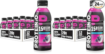 Protein2o Hydration Drink - 2-in-1 Liquid Clear Whey Protein Isolate and Electrolyte Drink - 15g Protein,Vitamins B5,B6 - Post-Workout Recovery - 16.9 Fl Oz - Dragon fruit Blackberry,(Pack of 24)