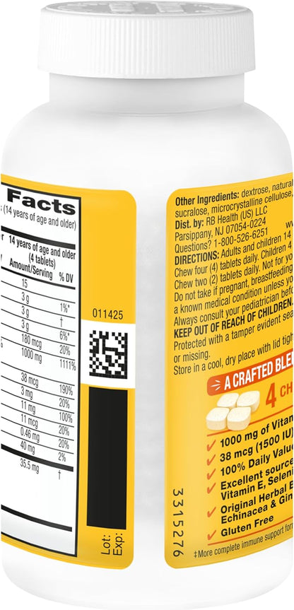 Airborne Vitamin C 1000mg (per Serving) - Citrus Chewable Tablets (96 Count in a Box) - Packaging May Vary