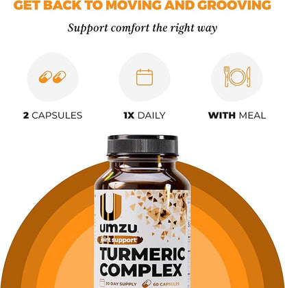UMZU Turmeric Curcumin Supplement, (30 Day Supply) – Bromelain Boswellia & BioPerine Black Pepper Blend – Turmeric Supplement for Joint Support & Immune Support Daily Wellness Support System