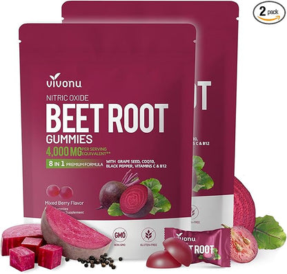 VivoNu Beet Root Gummies 8-in-1 Premium Energy Supplement with CoQ10