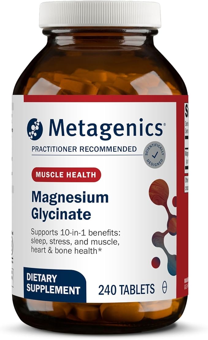 Metagenics Magnesium Glycinate - Highly Absorbable Magnesium Supplement for Sleep, Stress Relief & Muscle Relaxation* - Supports Bone, Heart & Nerve Health* - Non-GMO, Gluten-Free - 240 Tablets