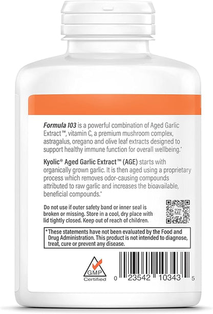 Kyolic Aged Garlic Extract Formula 103, Immune Support*, 300 Capsules
