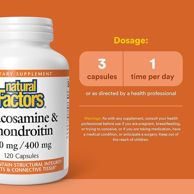 Natural Factors, Glucosamine & Chondroitin, Supports Healthy Joints and Connective Tissue, 120 Capsules
