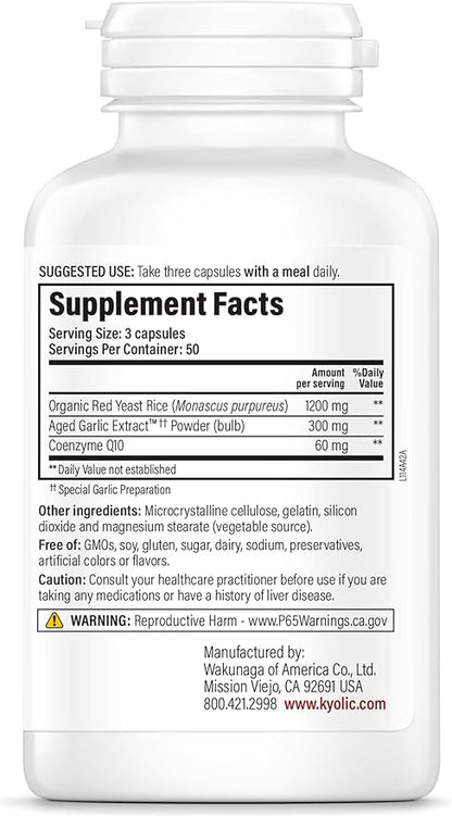 Kyolic Aged Garlic Extract Formula 114, Red Yeast Rice CoQ10, 150 Capsules