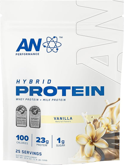 an Performance Whey Protein Hybrid Powder | Whey & Milk Isolate | 23g Protein, 1g Sugar | Gluten-Free, Low Carb, Low Fat | Workout Supplement for Men & Women | Chocolate | 25 Servings