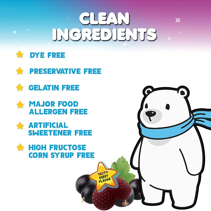 Kids Immune Support Elderberry Gummies - Daily Children's Vitamins C, Zinc & Kids Support Gummy - Nature's Sambucus Elderberry Supplement, Vegan, Gluten-Free, Tasty Berry Flavor - 60 Gummies