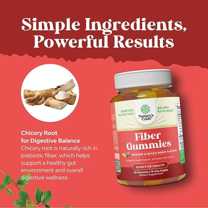 Tasty Prebiotic Fiber Gummies for Adults - High Fiber Supplement Gummies Vitamins for Adults with Prebiotic Soluble Chicory Root for Immunity and Digestive Support - Non GMO Vegan Halal 30 Count