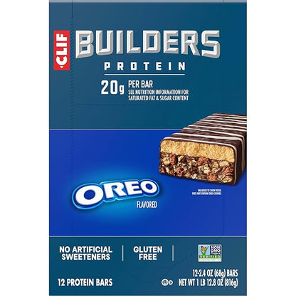 CLIF BUILDERS Protein Bars - OREO-Flavored - 20g Plant Based Protein - Gluten Free - Non-GMO - Low Glycemic - No Artificial Sweeteners - 2.4 oz. (12 Pack)
