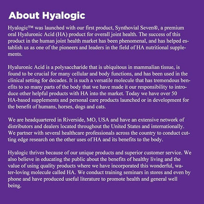 Hyalogic Synthovial Seven Hyaluronic Acid Liquid & Resveratrol Capsules - HA Joint Support - Vegan - 1 oz