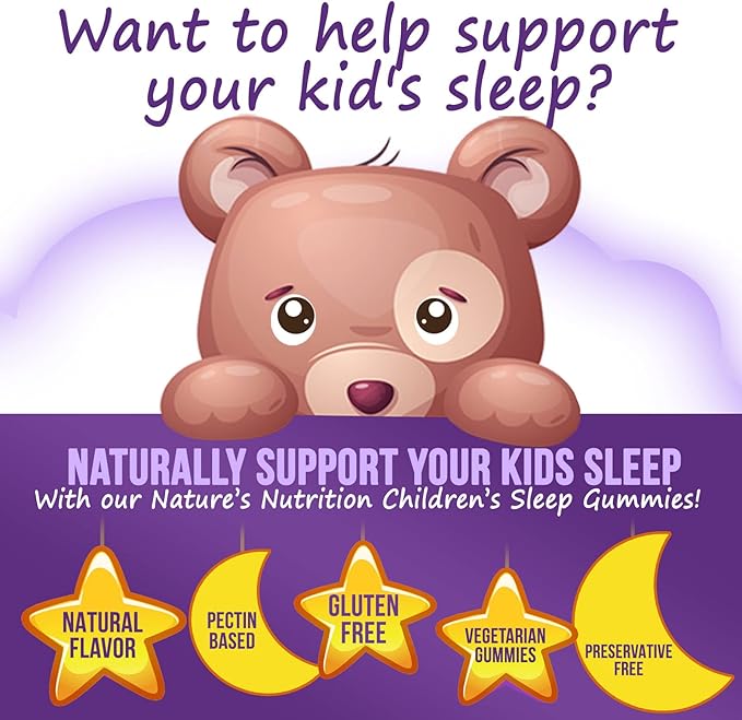 Kids Sleep Gummies with 2mg Melatonin Per Serving - Children's Sleep Gummy, Non-Habit Forming, Works with Natural Sleep Cycle, Supports Calm & Drug-Free, Natural Berry Flavor, 60 Gummies
