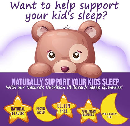 Kids Sleep Gummies with 2mg Melatonin Per Serving - Children's Sleep Gummy, Non-Habit Forming, Works with Natural Sleep Cycle, Supports Calm & Drug-Free, Natural Berry Flavor, 60 Gummies