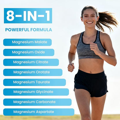 Magnesium Complex Gummies 8 Elemental 1000mg - Magnesium Glycinate, Citrate, Malate, Taurate, Supports Bones, Muscle, Nerve Health, for Women & Men, Vegan Non-GMO, Raspberry Flavor, 60 Count