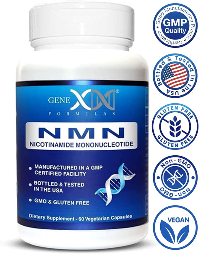 Genex Formulas NMN 250mg - Stabilized Form (60 Capsules), 99% Pure Supplement Capsules for Increased NAD Levels, DNA Repair, & Healthy Aging, GMP Certified