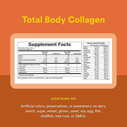 Natural Factors, Total Body Collagen, Bioactive Peptides Powder for Healthy Skin, Hair & Joints, Orange