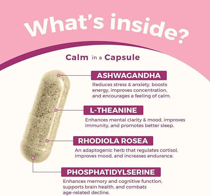 VITA-PCOS Cortisol Supplement for Women – Cortisol Vitamins for Endocrine & Energy Stabilizing Formula for Women – Rhodiola Rosea Extract, Ashwagandha, L-Theanine, & Phosphatidylserine – 60 Capsules