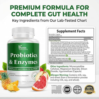 GLP-1 Support Enzymes, Pre & Probiotics for Digestive Health, Berberine Weight Loss Support, Akkermansia Muciniphila for Women & Men | Gut Health, Bloating Relief, 30 Ct