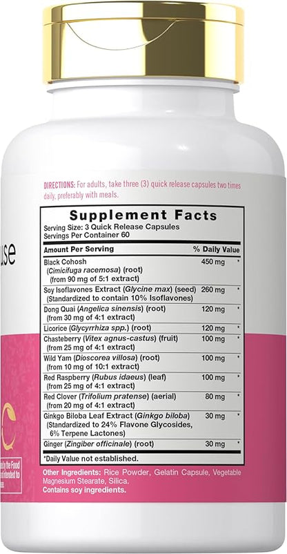Carlyle Menopause Supplement for Women | 180 Capsules | Helps with Hot Flashes and Night Sweats | Non-GMO, Gluten Free Menopause Support