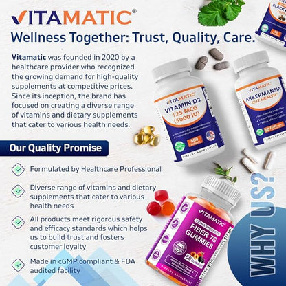 Vitamatic Vitamin D3 5000 IU (125 mcg) – 500 Mini Softgels Olive Oil-Based Formula – Cold-Pressed – 500-Day Supply – Supports Bone, Muscle & Immune Health – Non-GMO & Gluten-Free