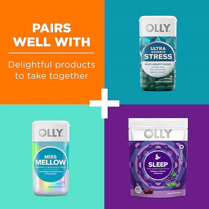 OLLY Hello Happy Gummy Worms, Mood Balance Support, Vitamin D, Saffron, Adult Chewable Supplement, Tropical Zing - 60 Count