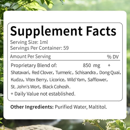 Shatavari (Shitabari) Root Extract Liquid Drops for Women Menopause Support & PMS Relief. All-in-1 Herbal Supplement Tincture for Female Balance w/Dong Quai & Black Cohosh.2oz