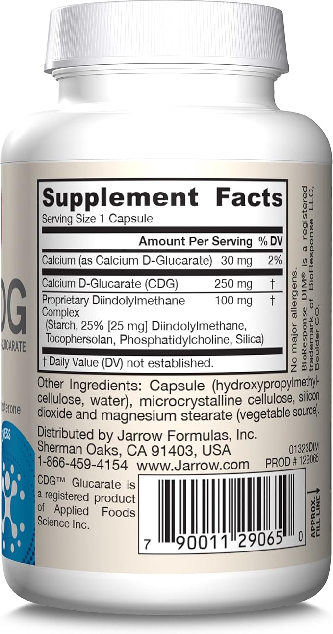 Jarrow Formulas - DIM + CDG Veggie Capsules - 30 Count - DIM & CDG Supplement - For Hormone Balance - Non-GMO - Gluten Free