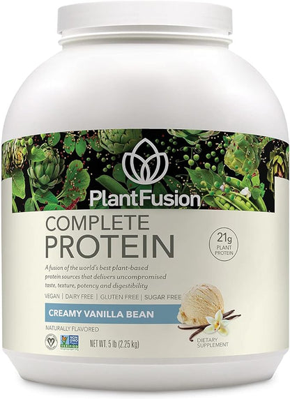 PlantFusion Complete Vegan Protein Powder - Plant Based Protein Powder with BCAAs, Digestive Enzymes and Pea Protein - Keto, Gluten Free, Soy Free, Non-Dairy, No Sugar, Non-GMO - Vanilla Bean 5lb Bulk