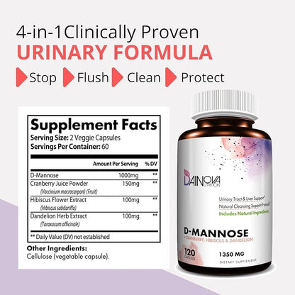 D Mannose Capsules and Probiotics for Women Bundle I Urinary Tract + Vaginal Health Support I UTI and Yeast Infection Control I Vegan, Gluten Free I Made in USA