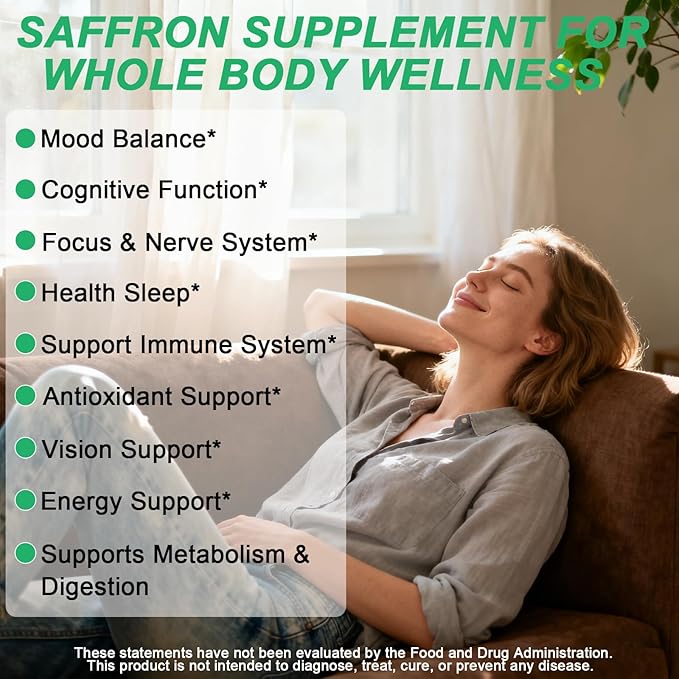 Saffron Supplements Liquid Drops- 88.5mg Pure Saffron Extract for Stress Relief & Calm Mood Support丨Advance 8-in-1 liquid Saffron w. Ashwagandha & Rhodiola Rosea, Fast Absorption Than Saffron Gummies