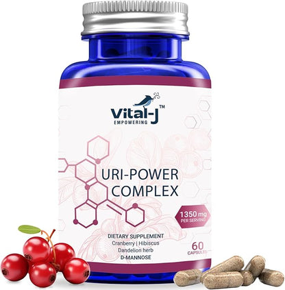 4-IN-1 URI POWER COMPLEX 1350mg - D Mannose, Cranberry, Hibiscus, and Dandelion Herb - Naturally Cleanse the Bladder and Urinary Tract 60 capsules – Specialized Approach for UTI Avoidance