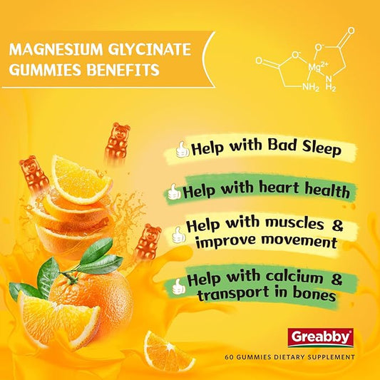 Magnesium Glycinate Gummies for Kids & Adults - Magnesium Glycinate 300mg Chewable Supplement - Promotes Sleep, Muscle, Relaxation (120Count)