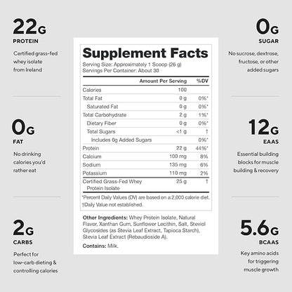 LEGION Whey+ Protein Whey Isolate from Grass Fed Cows (French Vanilla, 30 Servings) - Whey Protein Isolate Powder, Low Calorie, Non-GMO, Sugar Free, Lactose and Gluten Free, All Natural Protein Powder