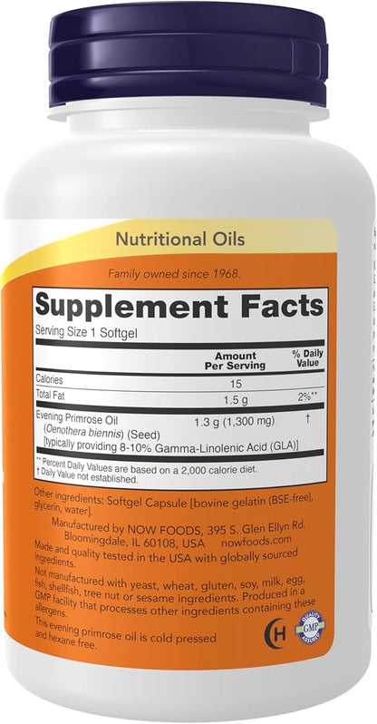 NOW Supplements, Super Primrose 1300 mg with Naturally Occurring GLA (Gamma-Linolenic Acid), 60 Softgels