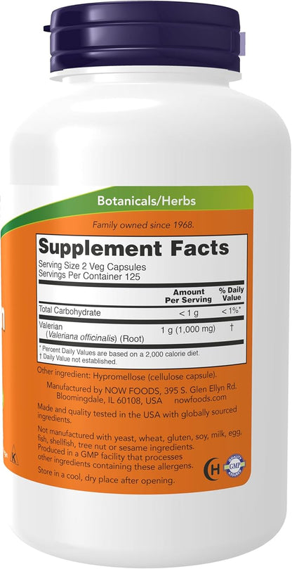 NOW Foods Supplements, Valerian Root (Valeriana officinalis) 500 mg, Herbal Supplement, 250 Veg Capsules