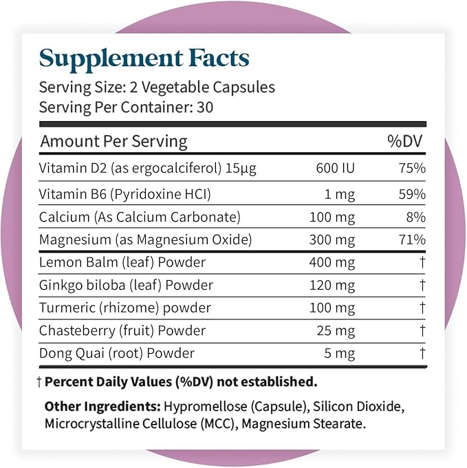 Pattern Wellness PMS Complex – Monthly Cycle Wellness Support – with Vitamin B6, Magnesium & Herbal Extracts – 60 Vegan Capsules