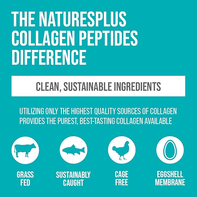 NaturesPlus Collagen Peptides, Berry Lemonade - 0.8 lb Powder - Hair, Skin, Nail & Joint Health, Immune System Support - Non-GMO, Gluten Free - 14 Servings