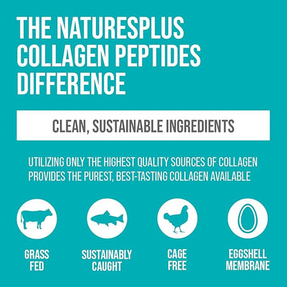 NaturesPlus Collagen Peptides, Berry Lemonade - 0.8 lb Powder - Hair, Skin, Nail & Joint Health, Immune System Support - Non-GMO, Gluten Free - 14 Servings