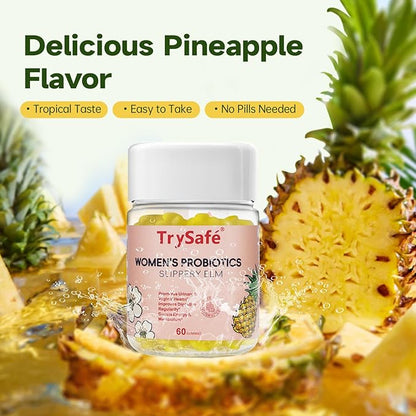 Women's Probiotic Gummies, Pineapple Flavor - 3B CFU Bacillus Coagulans with Lnulin, Dandelion Root & Slippery Elm - Support Gut Health & Digestive Balance, 60 Gummies