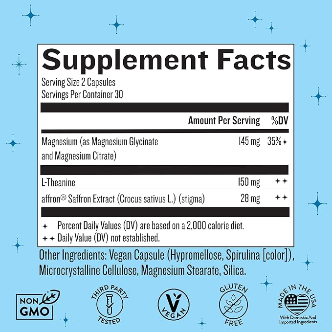 Legendairy Milk Miss Bliss™ Stress Support for Women – Stress Relief Supplement with affron® Saffron, Magnesium Glycinate + Citrate & L-Theanine – Calm & Mood Balance, Non-Drowsy, 60 Vegan Capsules