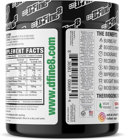 Thermogenic Pre-Workout Energy Powder & Shredding Supplement, Boost Energy Mood & Focus, Sugar Free, Contains Senactiv, Endurance, 300mg Caffeine, N-Acetyl-L-Tyrosine (Green Apple Explosion)