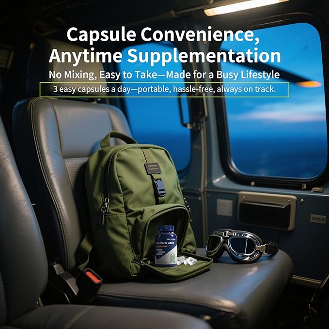 Amino Acid, Supports Muscle Recovery and Lean Muscle Growth, Enhances Energy and Endurance, Contains Essential Amino Acids and BCAAs, 180 Capsules (2 Bottles)