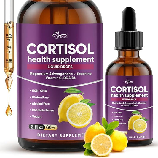 Cortisol Supplement for Women & Men - Magnesium Glycinate, Ashwagandha, L-Theanine, Phosphatidylserine - Supports Calm, Focus, Sleep & Relaxation - 2 FL OZ