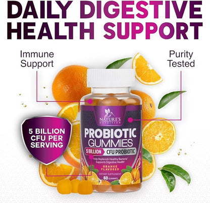 Probiotics for Digestive Health Gummies - 6 Unique Strains for Daily Immune Support & Gut Health, Supports Constipation, Gas & Bloating - Best Probiotic Supplement Gummy for Women & Men - 120 Gummies