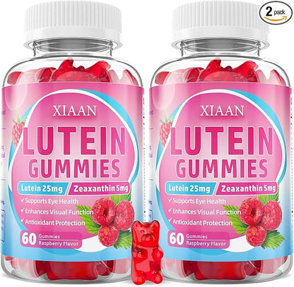 Lutein and Zeaxanthin Supplements, Lutein Gummies with Zeaxanthin,Vitamins A, C, E, Bilberry, Astaxanthin for Vision Health & Eye Strain, Sugar-Free/Vegan, Raspberry Flavor 120 Count