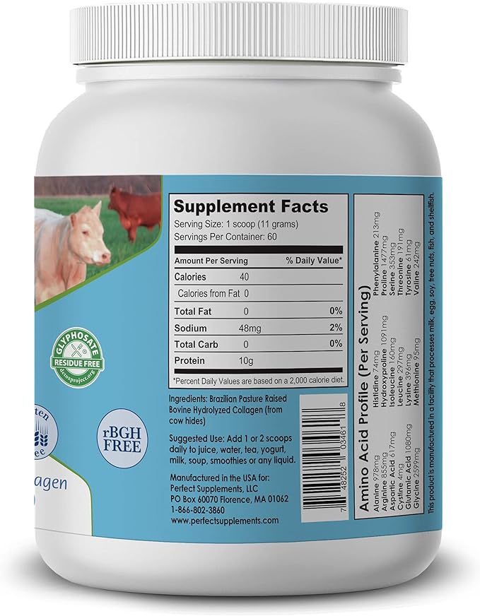 Perfect Supplements – Perfect Hydrolyzed Collagen Powder – 660g – All Natural Collagen - Promotes Healthy Skin – 3 Pack