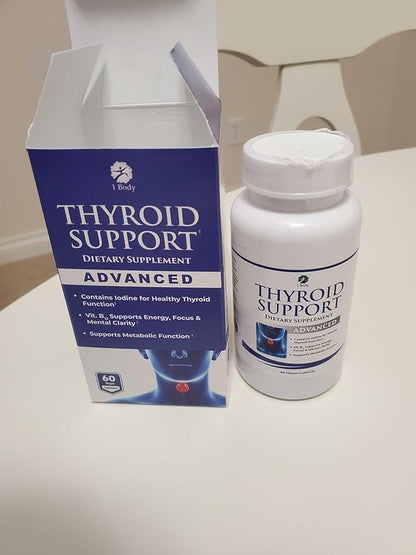 1 Body Thyroid Support Supplement, 90-Day Supply, 2 Pack with B12, Iodine, Zinc, Selenium, Ashwagandha, Non-GMO Vegetarian Formula (60 Count (Pack of 2))