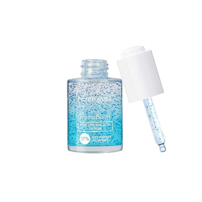 Neutrogena Hydro Boost Hyaluronic Acid Serum for Face & Neck,Lightweight Daily Hydrating Serum with Hyaluronic Acid for Dry Skin,Oil-Free,Non-Comedogenic,Fragrance-Free,1 fl. oz,(Pack of 2)