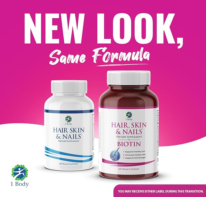 1 Body Hair Skin Nails Vitamin Complex with Biotin - Complete Formula with 26 Essential Vitamins for Men & Women - 3 Pack