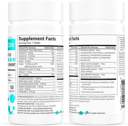 DrBioCare Collagen Peptides for Women, Beauty Vitamin & Mineral Supplement,Contains Vitamin D3, Probiotics for Women & Collagen Peptides,Vitamin B Complex,Vitamin E 60 Tablets